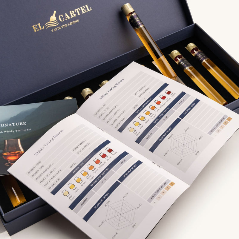 Tasting booklet and tasting journal with an El Cartel tasting set